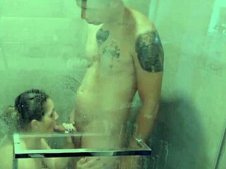 Perfect tits brunette babe gives sloppy blowjob with cumshot facial and swallows every drop