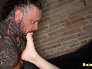 yo, watch this inked brunette get her wet pussy slammed by her tattooed lover