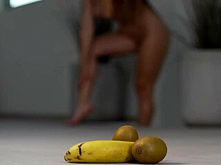 Petite Brunette Crushes Fruit in Hot Heel Fetish