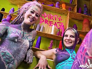 hey, wanna see two tattooed lesbians slam big toys in their assholes for real gapes?