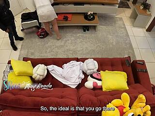 Hot wife Thay Ksada seduces delivery man for intense sofa fucking in her house