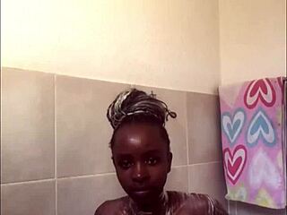 19yr old nympho teases in sensual bath. fondling my petite nude ass turns me on!