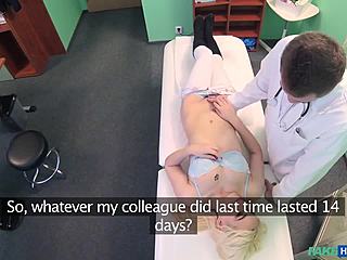 suggestive blonde nurse teased by doctor at work