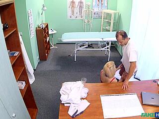 Busty blonde craves doctors and fucks them hard