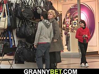 Old Blonde Granny Picked Up For Rough Fun
