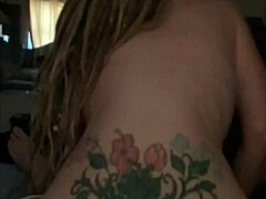 Blonde rides cock in reverse cowgirl orgasm