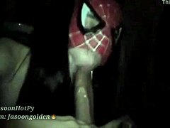 The spider girl babe eagerly sucks on my enormous cock in this thrilling teen encounter