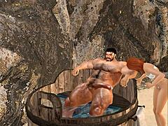 Muscular bear gets oral pleasure