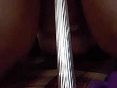 Riding that huge dildo all the way down!