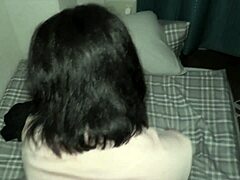 Amateur Japanese Couple Has Intimate Moment Before Bed In Pajamas