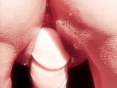 maturemons teases with wet dildo play