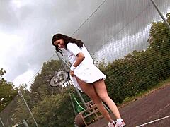 tennis girl claudia rossi masturbates with dildo in uniform, it's so hot