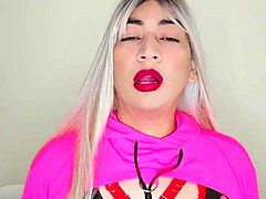 Transexual beauty flaunts pink charm and tasty appeal. Gets everyone hooked.