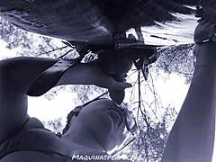 Bluee Gives OUTDOOR BLOWJOB with DEEP THROAT