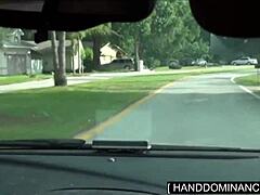 Blondie surprises her step-dad with a handjob on his monster cock