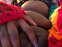 Wow! Homemade Ebony Amateur Squirts Solo with Dildo