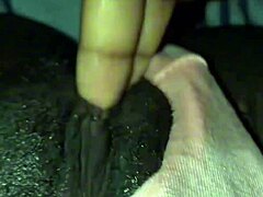 Ebony babe masturbates her big ass solo at home