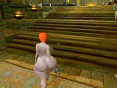 Wow, Big Booty Redhead Nude in Skyrim!