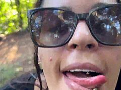 In the woods, she strips naked, looking so hot with her big ass and tiny tits. Just like a nymphet