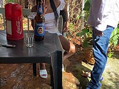 old guy fucks latina girl in public bar 😏