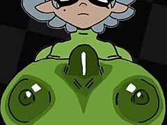 marie from splatoon in beat banger parody with big tits group banging