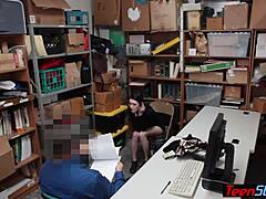 pale teen punished by officer at work