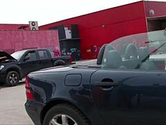 nice blowjob in the supermarket parking lot unfolds as young couple enjoys outdoor hardcore sex with cumshot