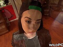 so bambi black, this delinquent teen with small tits, gets bound and rides big cock pov for facial