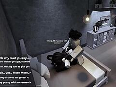 Roblox bunny-girl rides cock wildly until filled with cum