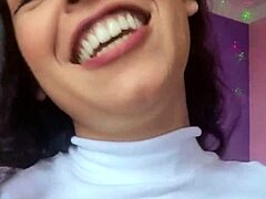 This hot Brazilian brunette with natural tits in lingerie wants you to cum hard for her?