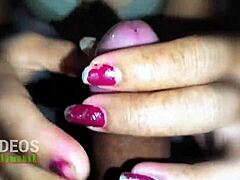 Indonesian amateur group handjob session with close-up orgasm and cumshot action