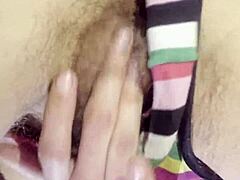 this is my first time, like, getting all wet and cumming right on camera with my hairy pussy dripping