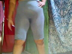 Oh man, this very sexy brunette with a big ass is working out, like, totally hot