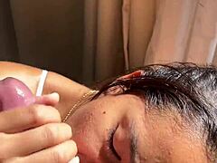 oh man, this big booty latina gf deepthroats her stepbro's huge black cock like a pro 😈