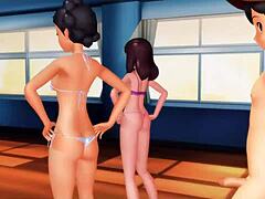 Teen girlfriends in lingerie enjoy fucking with creampie in doggystyle during a classroom session