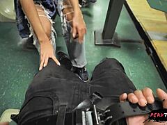 Sneaky bowling alley fucking with petite rider getting caught