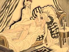 Vintage drawings with detailed artistic elements