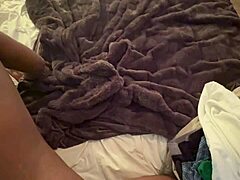 Homemade amateur ebony calls husband, says she's workin' late, uh oh