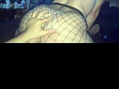 in a rough fishnet-clad encounter the blonde amateur gets pounded hard leading to a massive facial finish