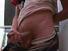 Skinny Amateur Masturbates with Monster Big Cock Toy in Back of Shop