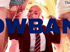 the student at the milking table got a massive cumshot all over her huge tits and face after a wet blowjob.