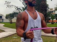 Yoga routine in bed with colombian woman for fitness session