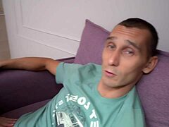 Cuckold husband invites friend to fuck his horny slut wife with big tits in wet pussy doggystyle on bed. Katty West moans during rough threesome quickie.