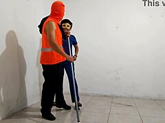 The Dirty Hospital Nurse Flirts With The Janitor Getting Him Aroused For A Sloppy Blowjob With Lots Of Saliva On His Penis In Real Hospital Porn