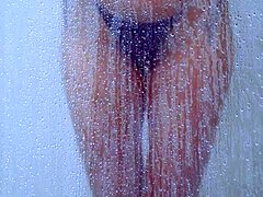 College Tanned GORGEOUS Girl TAKE a SHOWER in Bikini!