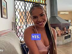 Petite 18+ Latina Teen Delivers Extreme Sloppy Deepthroat with Natural Tits Blowjob POV Rimjob