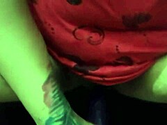 Bbw asian wife says she's masturbating with dildo for her lover in doggystyle bent over position while husband watches as cuckold.