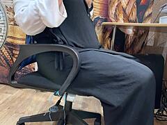 Arab woman secretly watches steamy porn while fingering her wet pussy to orgasm.