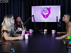 Hey, why did the hot brunette and naughty blonde strip naked after sharing experiences at the all-women mansion?