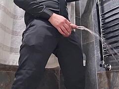 Neighbor's muscular italian bodybuilder flashes and pisses outdoors in public. Watch his BIG COCK compilation of golden showers at home too, spitting DIRTY TALK while sniffing panties in the garden